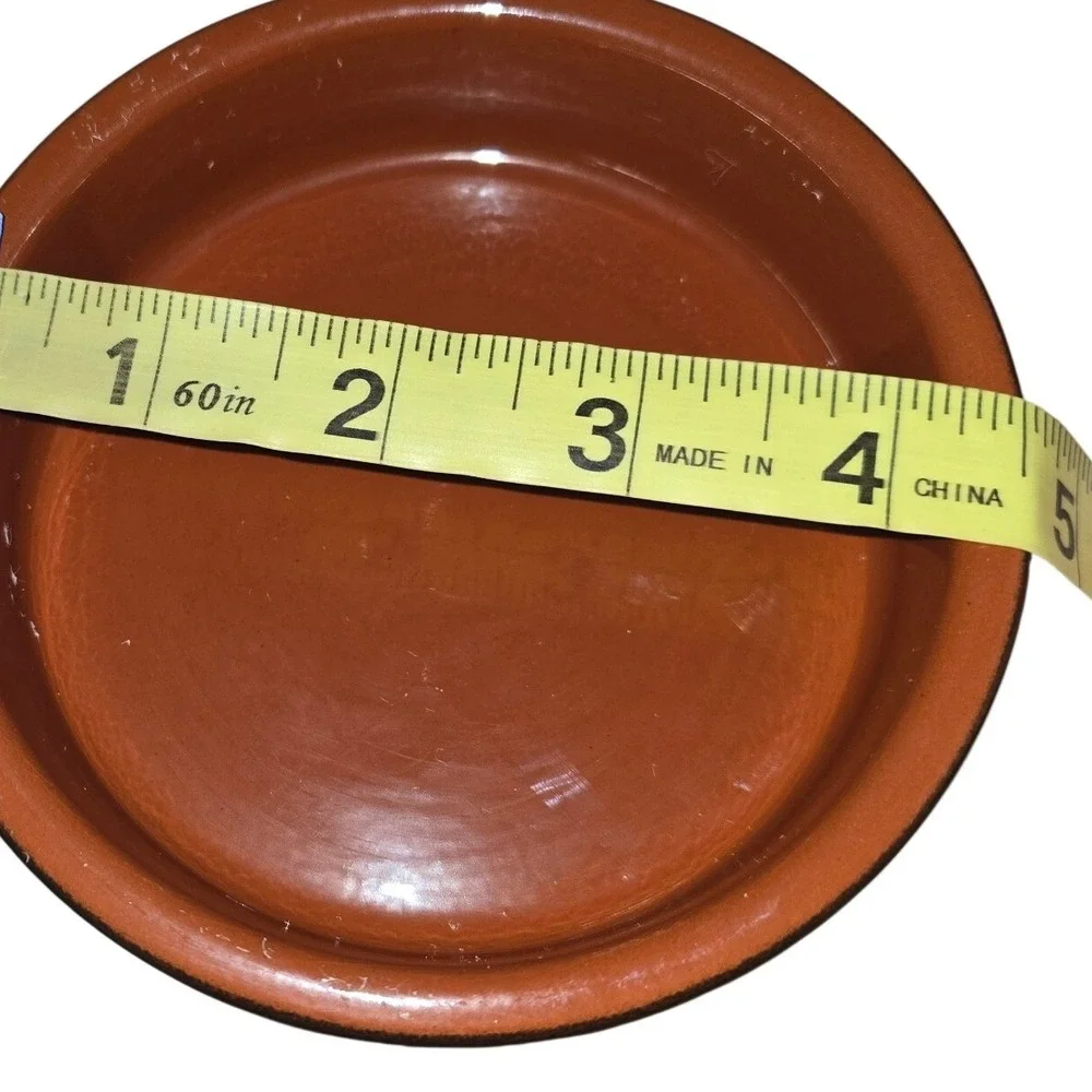 Set of 6 Terracotta Ramekins Glazed Ceramic Tapas Dishes Brown 4.5 Inch Round‎